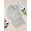 imageAleumdr Women 2 Piece Sweatsuit Casual Long Sleeve Half Zip Tracksuits Hoodies and Wide Legs Sweatpangts with PocketsLight Grey