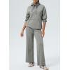 imageAleumdr Women 2 Piece Sweatsuit Casual Long Sleeve Half Zip Tracksuits Hoodies and Wide Legs Sweatpangts with PocketsMedium Grey
