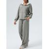 imageAleumdr Women 2 Piece Sweatsuit Casual Long Sleeve Half Zip Tracksuits Hoodies and Wide Legs Sweatpangts with PocketsMedium Grey