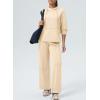 imageAleumdr Women 2 Piece Sweatsuit Casual Long Sleeve Half Zip Tracksuits Hoodies and Wide Legs Sweatpangts with PocketsOatmeal
