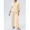 imageAleumdr Women 2 Piece Sweatsuit Casual Long Sleeve Half Zip Tracksuits Hoodies and Wide Legs Sweatpangts with PocketsOatmeal