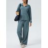 imageAleumdr Women 2 Piece Sweatsuit Casual Long Sleeve Half Zip Tracksuits Hoodies and Wide Legs Sweatpangts with PocketsReal Teal