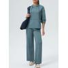 imageAleumdr Women 2 Piece Sweatsuit Casual Long Sleeve Half Zip Tracksuits Hoodies and Wide Legs Sweatpangts with PocketsReal Teal