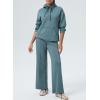 imageAleumdr Women 2 Piece Sweatsuit Casual Long Sleeve Half Zip Tracksuits Hoodies and Wide Legs Sweatpangts with PocketsReal Teal