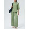 imageAleumdr Women 2 Piece Sweatsuit Casual Long Sleeve Half Zip Tracksuits Hoodies and Wide Legs Sweatpangts with PocketsSmoke Green