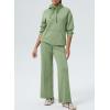 imageAleumdr Women 2 Piece Sweatsuit Casual Long Sleeve Half Zip Tracksuits Hoodies and Wide Legs Sweatpangts with PocketsSmoke Green