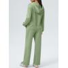 imageAleumdr Women 2 Piece Sweatsuit Casual Long Sleeve Half Zip Tracksuits Hoodies and Wide Legs Sweatpangts with PocketsSmoke Green