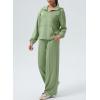imageAleumdr Women 2 Piece Sweatsuit Casual Long Sleeve Half Zip Tracksuits Hoodies and Wide Legs Sweatpangts with PocketsSmoke Green