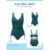 imageAleumdr One Piece Swimsuit for Women Ruched Tummy Control Bathing Suit V Neck Tie Side Swimwear Available in PlusPeacock Green
