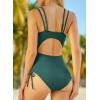 imageAleumdr One Piece Swimsuit for Women Ruched Tummy Control Bathing Suit V Neck Tie Side Swimwear Available in PlusPeacock Green