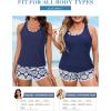imageAleumdr Womens Athletic 3 Piece Tankini Swimsuits with Shorts Swim Tank Tops with Sports Bra and Boyshorts Bathing SuitsBlue