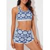 imageAleumdr Womens Athletic 3 Piece Tankini Swimsuits with Shorts Swim Tank Tops with Sports Bra and Boyshorts Bathing SuitsBlue