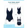 imageAleumdr One Piece Swimsuit for Women Ruched Tummy Control Bathing Suit V Neck Tie Side Swimwear Available in PlusDark Blue