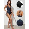 imageAleumdr One Piece Swimsuit for Women Ruched Tummy Control Bathing Suit V Neck Tie Side Swimwear Available in PlusDark Blue