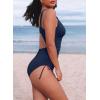 imageAleumdr One Piece Swimsuit for Women Ruched Tummy Control Bathing Suit V Neck Tie Side Swimwear Available in PlusDark Blue