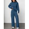 imageAleumdr Women 2 Piece Outfits Mock Neck Pullover Tops Wide Leg Sweatpants with Cargo Pockets Airport Travel Outfits 2025Ashleigh Blue