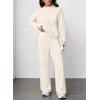 imageAleumdr Women 2 Piece Outfits Mock Neck Pullover Tops Wide Leg Sweatpants with Cargo Pockets Airport Travel Outfits 2025Beige