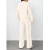 imageAleumdr Women 2 Piece Outfits Mock Neck Pullover Tops Wide Leg Sweatpants with Cargo Pockets Airport Travel Outfits 2025Beige