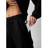 imageAleumdr Women 2 Piece Outfits Mock Neck Pullover Tops Wide Leg Sweatpants with Cargo Pockets Airport Travel Outfits 2025Black