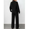 imageAleumdr Women 2 Piece Outfits Mock Neck Pullover Tops Wide Leg Sweatpants with Cargo Pockets Airport Travel Outfits 2025Black