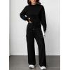 imageAleumdr Women 2 Piece Outfits Mock Neck Pullover Tops Wide Leg Sweatpants with Cargo Pockets Airport Travel Outfits 2025Black
