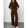 imageAleumdr Women 2 Piece Outfits Mock Neck Pullover Tops Wide Leg Sweatpants with Cargo Pockets Airport Travel Outfits 2025Coffee
