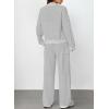 imageAleumdr Women 2 Piece Outfits Mock Neck Pullover Tops Wide Leg Sweatpants with Cargo Pockets Airport Travel Outfits 2025Light Grey