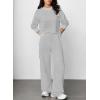 imageAleumdr Women 2 Piece Outfits Mock Neck Pullover Tops Wide Leg Sweatpants with Cargo Pockets Airport Travel Outfits 2025Light Grey