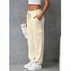 imageAleumdr Women High Waisted Cargo Pants Wide Leg Baggy Sweatpants Drawstring Parachute Pants Casual Trousers Ankle CuffsBeige