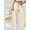 imageAleumdr Women High Waisted Cargo Pants Wide Leg Baggy Sweatpants Drawstring Parachute Pants Casual Trousers Ankle CuffsBeige
