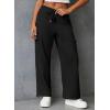 imageAleumdr Women High Waisted Cargo Pants Wide Leg Baggy Sweatpants Drawstring Parachute Pants Casual Trousers Ankle CuffsBlack