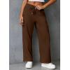 imageAleumdr Women High Waisted Cargo Pants Wide Leg Baggy Sweatpants Drawstring Parachute Pants Casual Trousers Ankle CuffsCoffee