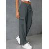 imageAleumdr Women High Waisted Cargo Pants Wide Leg Baggy Sweatpants Drawstring Parachute Pants Casual Trousers Ankle CuffsDark Grey