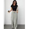 imageAleumdr Women High Waisted Cargo Pants Wide Leg Baggy Sweatpants Drawstring Parachute Pants Casual Trousers Ankle CuffsGray