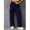 imageAleumdr Women High Waisted Cargo Pants Wide Leg Baggy Sweatpants Drawstring Parachute Pants Casual Trousers Ankle CuffsNavy Blue