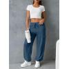 imageAleumdr Women High Waisted Cargo Pants Wide Leg Baggy Sweatpants Drawstring Parachute Pants Casual Trousers Ankle CuffsReal Teal