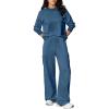 imageAleumdr Women 2 Piece Outfits Mock Neck Pullover Tops Wide Leg Sweatpants with Cargo Pockets Airport Travel Outfits 2025Ashleigh Blue