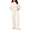 imageAleumdr Women 2 Piece Outfits Mock Neck Pullover Tops Wide Leg Sweatpants with Cargo Pockets Airport Travel Outfits 2025Beige