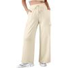 imageAleumdr Women High Waisted Cargo Pants Wide Leg Baggy Sweatpants Drawstring Parachute Pants Casual Trousers Ankle CuffsBeige