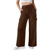 imageAleumdr Women High Waisted Cargo Pants Wide Leg Baggy Sweatpants Drawstring Parachute Pants Casual Trousers Ankle CuffsCoffee