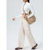 imageAleumdr Womens Wide Leg Cargo Sweatpants Casual Loose Pants Drawstring High Waisted Baggy Lounge Pants with PocketsBeige