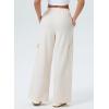 imageAleumdr Womens Wide Leg Cargo Sweatpants Casual Loose Pants Drawstring High Waisted Baggy Lounge Pants with PocketsBeige