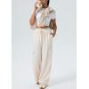 imageAleumdr Womens Wide Leg Cargo Sweatpants Casual Loose Pants Drawstring High Waisted Baggy Lounge Pants with PocketsBeige