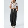 imageAleumdr Womens Wide Leg Cargo Sweatpants Casual Loose Pants Drawstring High Waisted Baggy Lounge Pants with PocketsBlack