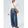 imageAleumdr Womens Wide Leg Cargo Sweatpants Casual Loose Pants Drawstring High Waisted Baggy Lounge Pants with PocketsBlue