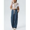 imageAleumdr Womens Wide Leg Cargo Sweatpants Casual Loose Pants Drawstring High Waisted Baggy Lounge Pants with PocketsBlue