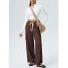 imageAleumdr Womens Wide Leg Cargo Sweatpants Casual Loose Pants Drawstring High Waisted Baggy Lounge Pants with PocketsCoffee