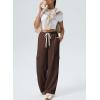 imageAleumdr Womens Wide Leg Cargo Sweatpants Casual Loose Pants Drawstring High Waisted Baggy Lounge Pants with PocketsCoffee
