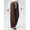 imageAleumdr Womens Wide Leg Cargo Sweatpants Casual Loose Pants Drawstring High Waisted Baggy Lounge Pants with PocketsCoffee
