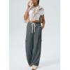 imageAleumdr Womens Wide Leg Cargo Sweatpants Casual Loose Pants Drawstring High Waisted Baggy Lounge Pants with PocketsDark Grey